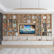 Creative full wall bookcase Solid wood TV cabinet Simple modern combination wall cabinet Living room storage cabinet Library bookshelf