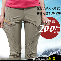 Sports quick-drying pants Womens outdoor spring and summer hiking quick-drying pants Elastic breathable mountaineering pants men fat plus size