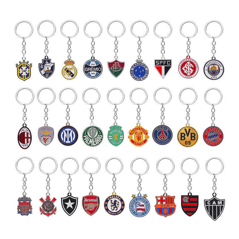 Zinc Alloy Painted Double-Sided Keychain Football Clubs Real Madrid Manchester United Manchester City Barcelona Chelsea Keychain