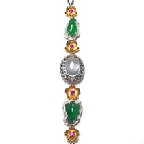 Live emerald gold inlaid jade bracelet Myanmar A stock full of green ice breed fluorescent floating jade jewellery