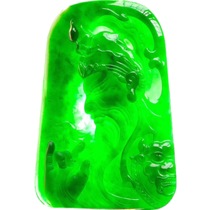 Live emerald Ink Cuiguan Gong pendant Myanmar A cargo of green ice floats with fluorescent Guanyin jade