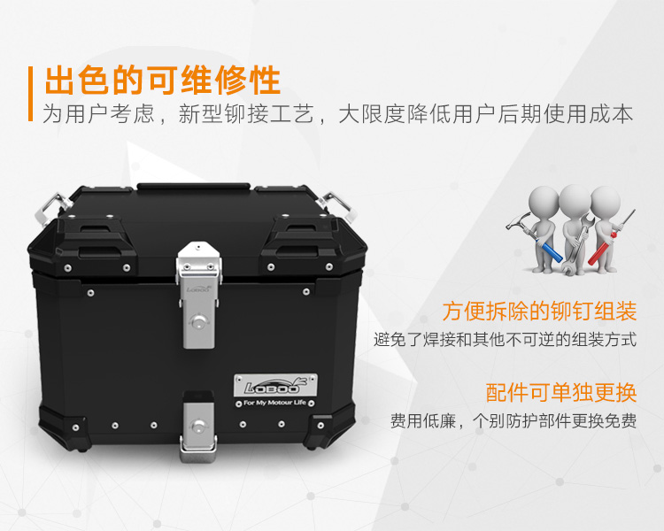 Củ cải LOBOO hợp kim nhôm ba hộp bên cạnh hộp phía sau khung bên khung đuôi không đôi CRF1000L Adv Sports - Xe gắn máy phía sau hộp thùng sau xe máy giá rẻ