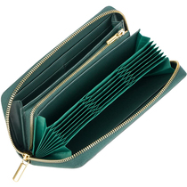 Japans new womens first-layer cowhide long accordion zipper wallet YKK zipper leather clutch