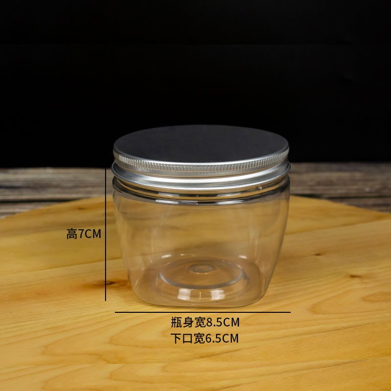 Watermelon Red & 85 * 70 Aluminum CanCookies Biscuit bucket Plastic transparent candy a snack jar nougat Snow crisp seal up packing box milk Jujube Bottle & Can