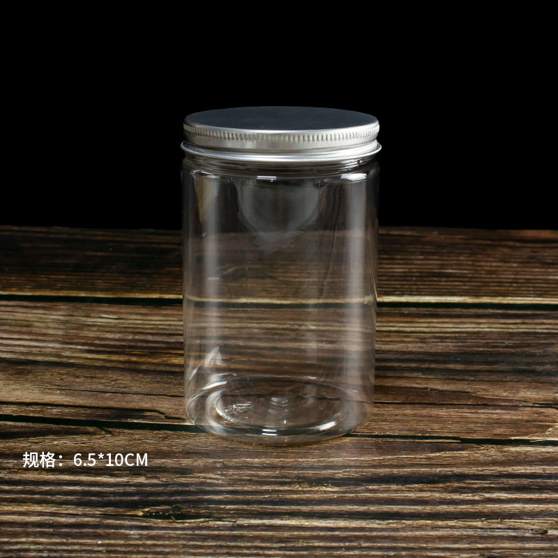 Orange & 6.5 * 10 Diameter Aluminum CoverCookies Biscuit bucket Plastic transparent candy a snack jar nougat Snow crisp seal up packing box milk Jujube Bottle & Can