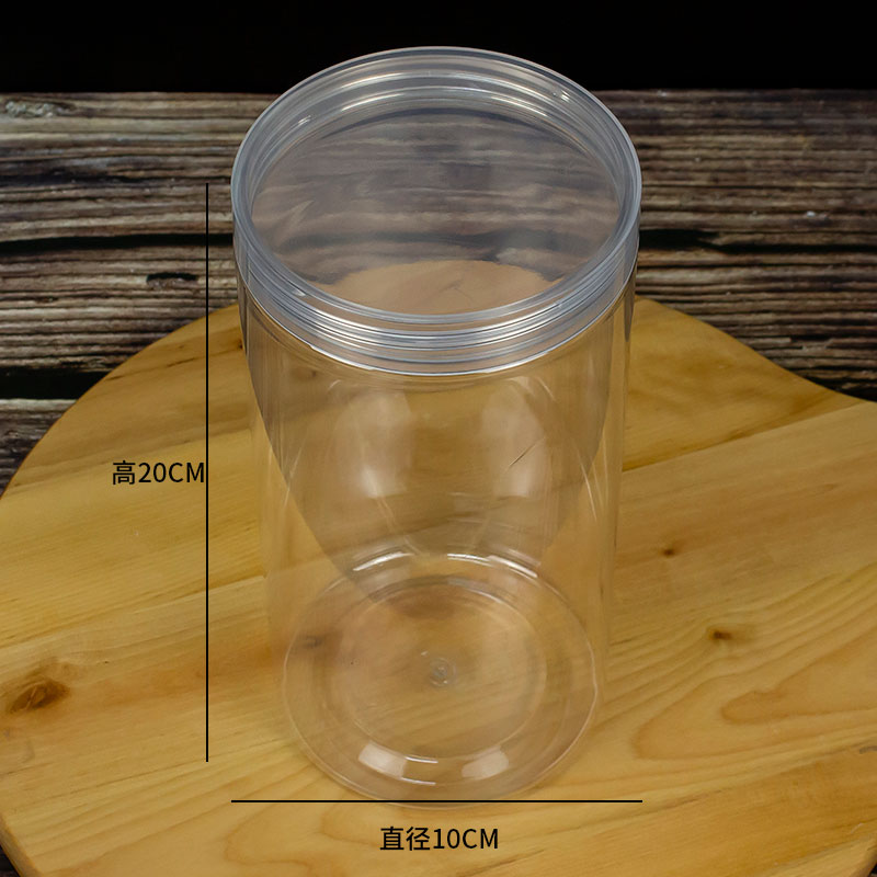 Diameter 10 * 20 Fully Transparent (135 Pieces / Box)Cookies Biscuit bucket Plastic transparent candy a snack jar nougat Snow crisp seal up packing box milk Jujube Bottle & Can