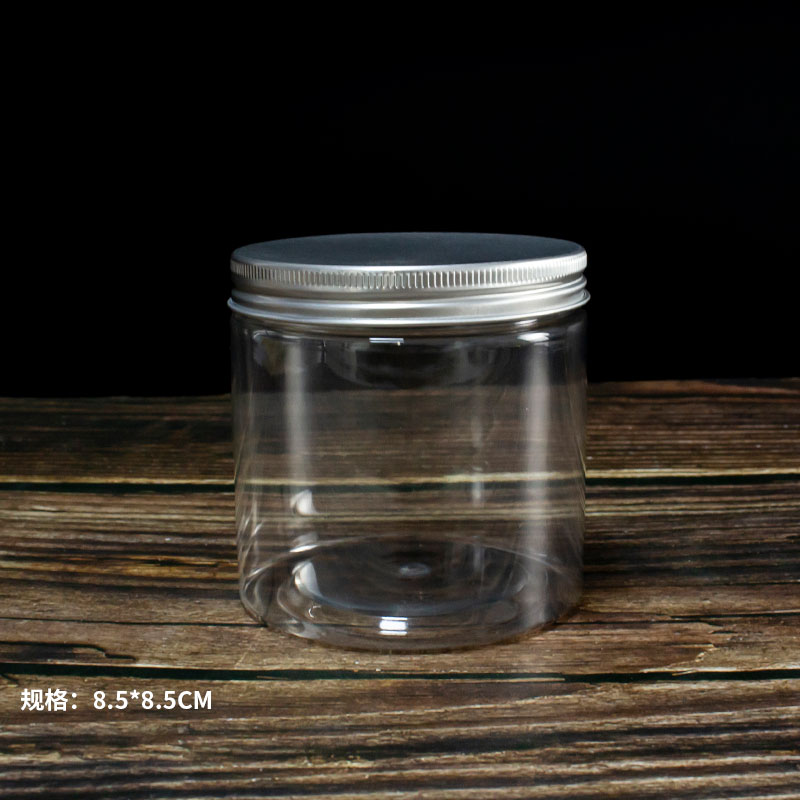 Wine Red & Diameter 8.5 * 8.5 Aluminum CoverCookies Biscuit bucket Plastic transparent candy a snack jar nougat Snow crisp seal up packing box milk Jujube Bottle & Can