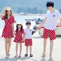 Sanya photographed pro-son in summer clothing a family of three-four-mouth seaside resort beach skirt Summer Mother and mother suit