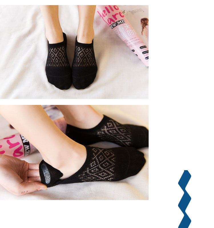 Vớ nữ mùa hè mỏng vô hình vớ lưới thoáng khí vớ cotton thấp để giúp nông miệng vớ silicone chống trượt vớ - Bít tất nữ vớ da quần
