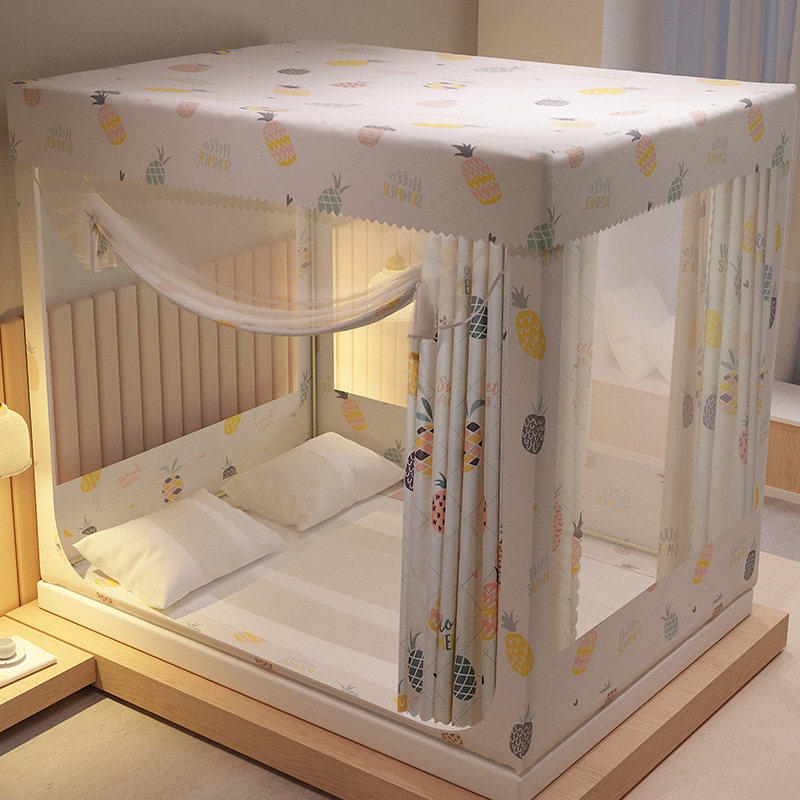Shading bed curtain mosquito nets one-piece home bedroom totally enclosed dust top with bracket high-end encrypted thickened tent yarn