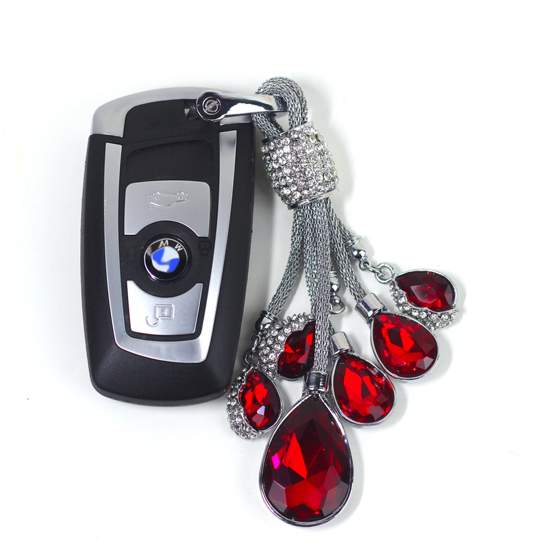 Women's Car Keychain, Water Drop Keychain, Crystal Pendant, High-End Keychain, Diamond-Encrusted Car Hanging Chain