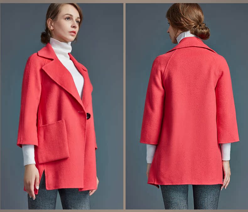 Ke Shang mùa thu và mùa đông mới của Hàn Quốc thời trang màu rắn hai mặt ladies len coat handmade coat k6d1001 áo khoác nữ trung niên