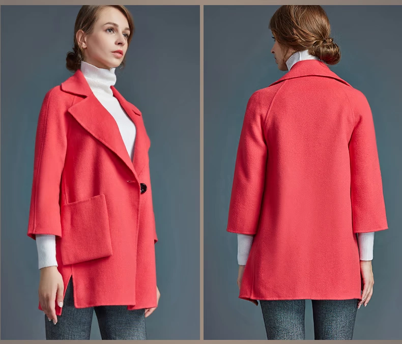 Ke Shang mùa thu và mùa đông mới của Hàn Quốc thời trang màu rắn hai mặt ladies len coat handmade coat k6d1001