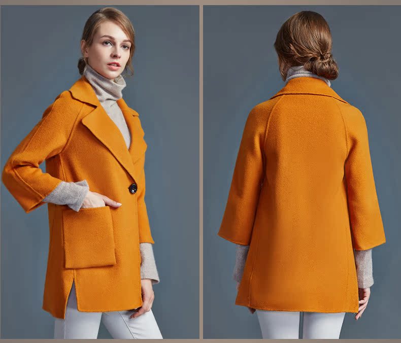 Ke Shang mùa thu và mùa đông mới của Hàn Quốc thời trang màu rắn hai mặt ladies len coat handmade coat k6d1001 áo khoác nữ trung niên