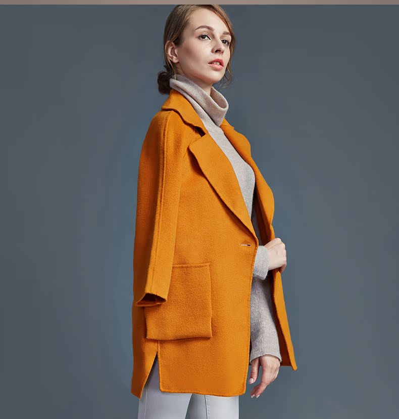 Ke Shang mùa thu và mùa đông mới của Hàn Quốc thời trang màu rắn hai mặt ladies len coat handmade coat k6d1001 áo khoác nữ trung niên