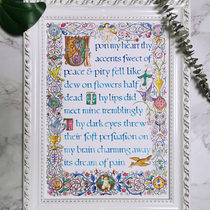 English calligraphy European Medieval decorative painting Hanging painting Wedding gift study homemade vintage handwritten hand-drawn card