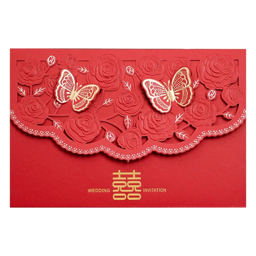 Creative Braising Revice Post Happy Post 2020 Китайская страсть ветра -Pair Hollow Rose Butterfly Приглашение на свадьбу может быть напечатано