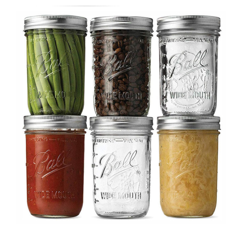 Two-piece lid glass bottle Mason jar tobacco jar transparent sealed storage bottle bucket grain moisturizing tank 480ml storage tank
