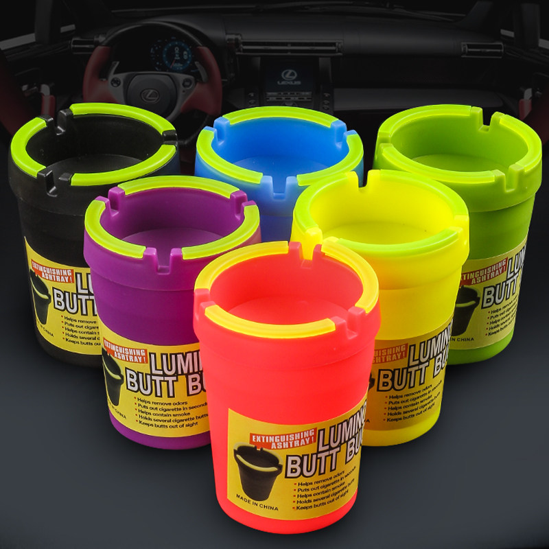 Portable on-board plastic luminous smoke Ashtray Creative Funnel Style Hotel Home Bar Tobacco Cylinders Personality Smoking