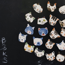 Thai niche designer’s original hand-painted ceramic refrigerator magnet with cute cat and dog designs