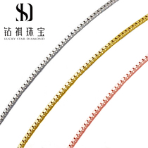 18K gold box necklace women au750 rose gold chain tricolor optional Multi-specification choker element chain genuine