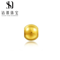 24K gold bracelet 999 gold smooth transfer Pearl road Road pendant can wear leather rope real