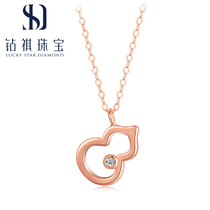 18K gold natural diamond pendant female AU750 rose gold gourd choker diamond chain neckchain gift recommendation