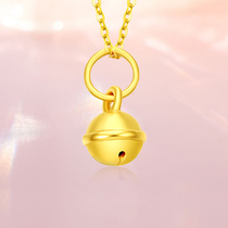 Diamond Qi jewelry gold pendant 3D hard gold pure gold transfer beads Personality simple childlike bells can be used as a hand string