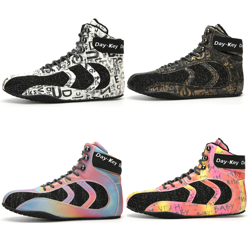 DK colorful reflective fabric squat shoes men's power deadlift sanda shoes Fitness boxing wrestling shoes training shoes women