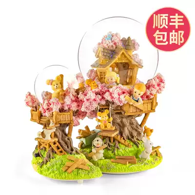 Sakura tree house Crystal Ball Music Box Music Box Music Box Creative birthday gift girl send children girl girlfriend romance