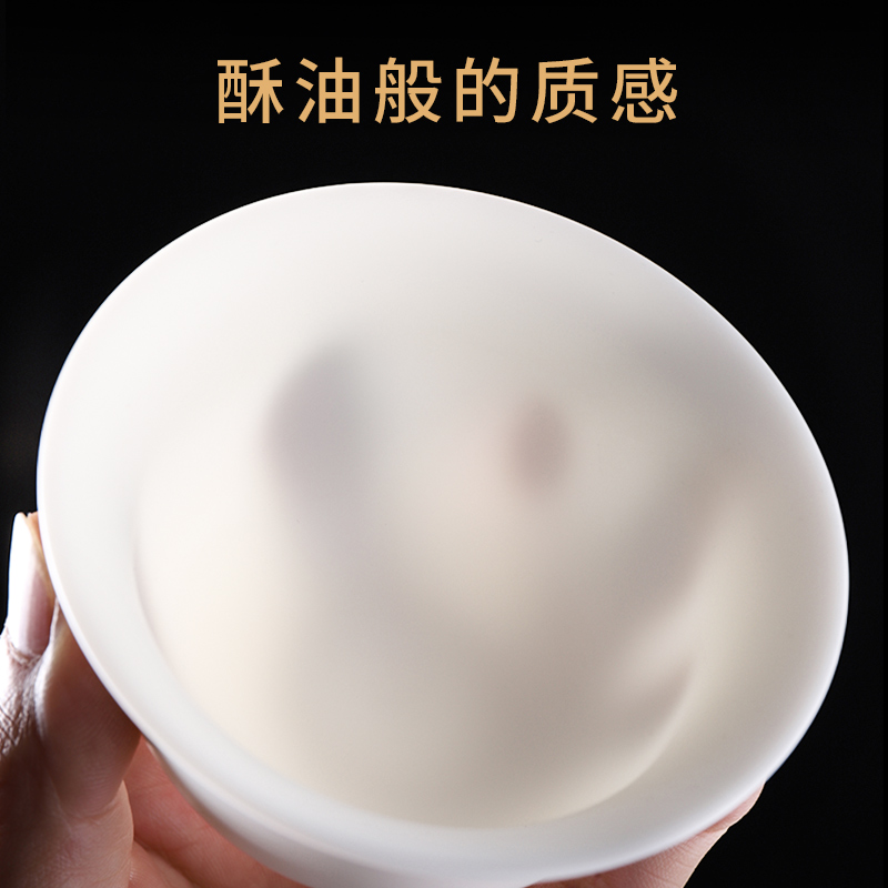 St sect suet jade porcelain dehua white porcelain tea set household kung fu gift box lid bowl of tea cups
