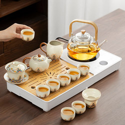 Ruyao Tea Set with Tea Tray, Complete Set, 2025 New Model, Simple and Modern, Integrated Tea Brewing and Water Boiling, Small Tea Table