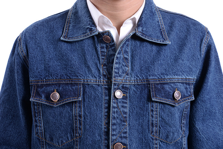 Mùa xuân và mùa thu denim jacket top trung niên của nam giới thường áo khoác trung niên ve áo dài tay dụng cụ đầu máy phù hợp với