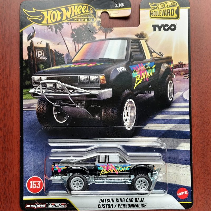 Hot Wheels Datsun Baja Pickup Truck, Baja Alloy Sports Car, Boulevard Iron-Bottomed Rubber-Tire Car, Garden Avenue