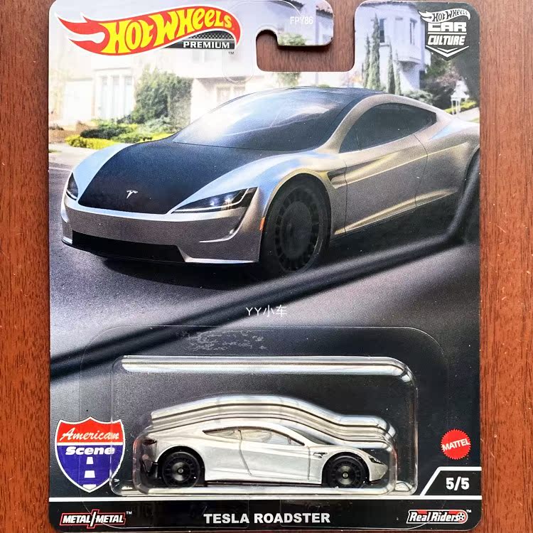 Hot Wheels Tesla Roadster Car Culture Series American Style Alloy Sports Car with Metal Base and Rubber Tires