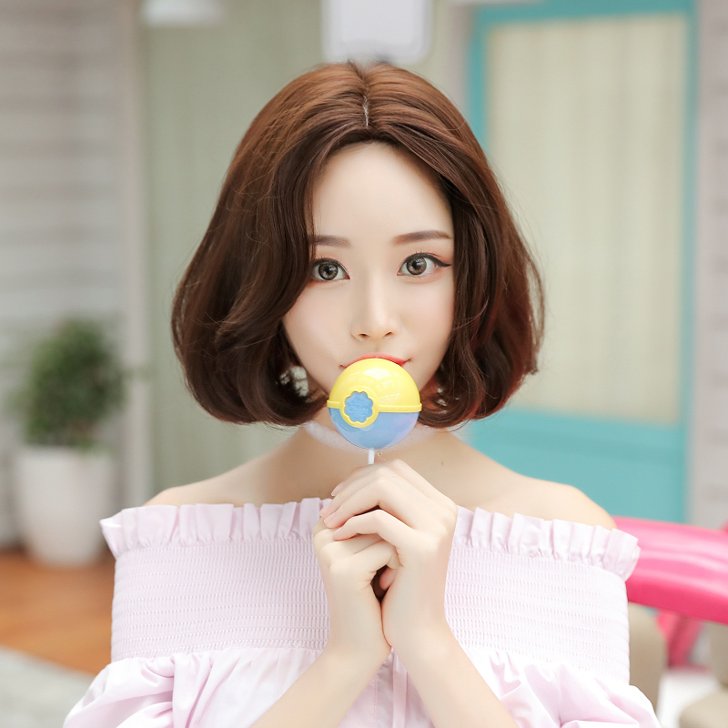 images 4:Wig female short hair bobo Korean wave waves medium-shaped short curly hair natural fluffy net red whole wig