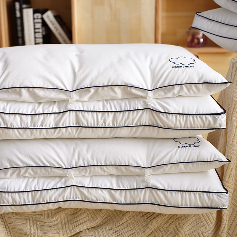 Hotel pillow pure cotton embroidery cloud feather velvet soft adult neck pillow detachable two-in-one mother-in-law