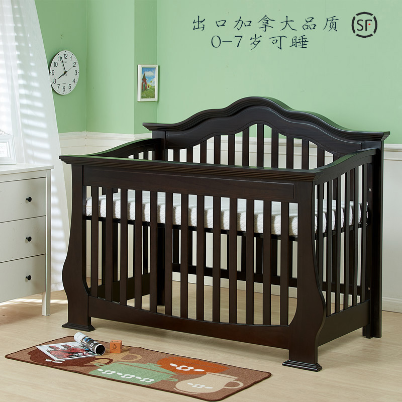 Recommended luxury solid wood crib newborn baby baby can splice large-bed children's game bed adjustable height