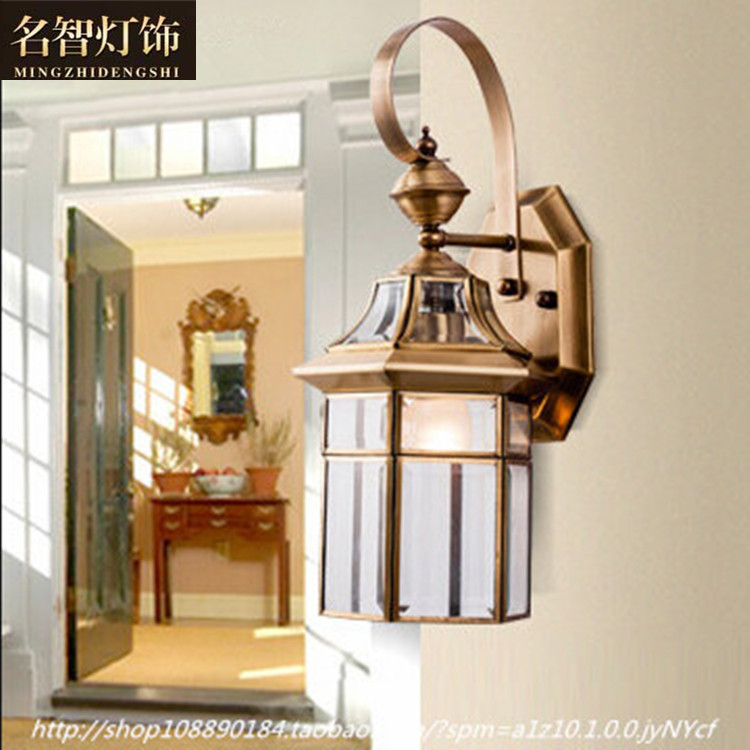Outdoor wall lamp courtyard waterproof balcony wall lamp all copper corridor door wall lamp aisle led villa gate wall lamp