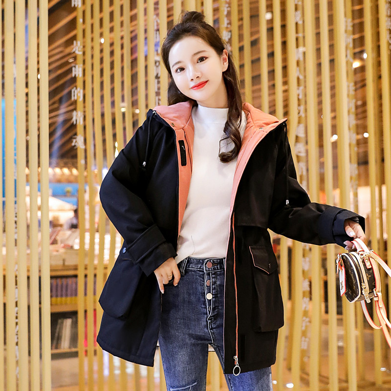 phụ nữ bông 2019 mùa đông mới của Hàn Quốc phiên bản của mui xe cộng với nhung dài vừa rộng để khắc phục tình trạng thủy triều của áo bông bảo hộ lao động