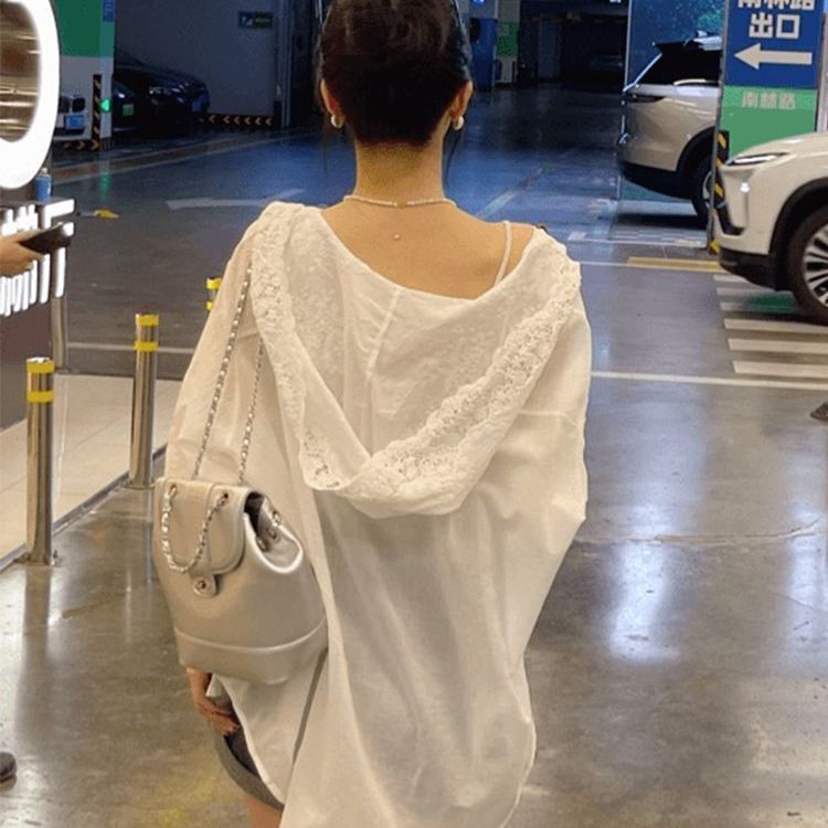 White Lace Sun Protection Shirt Jacket Thin Style Women's 2025 New Summer French Chic Loose Unique Top White Lace Sun Protection Shirt Jacket Thin Style Women's 2025 New Summer French Chic Loose Unique Top