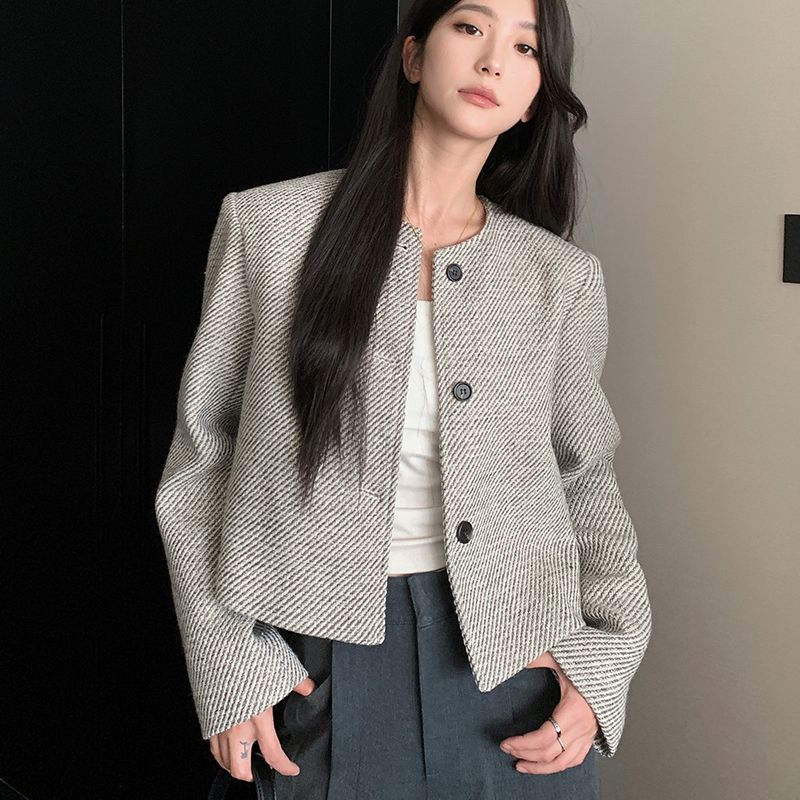New Tweed Jacket for Women 2025, Elegant and Simple, High-End Tweed, Popular Short Jacket, Vintage Top