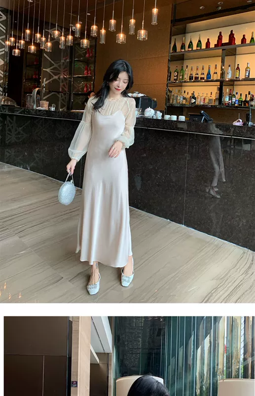 大 汐 Váy satin 2019 mới hè Pháp dài phần bên trong váy quây phía dưới váy nữ - Sản phẩm HOT