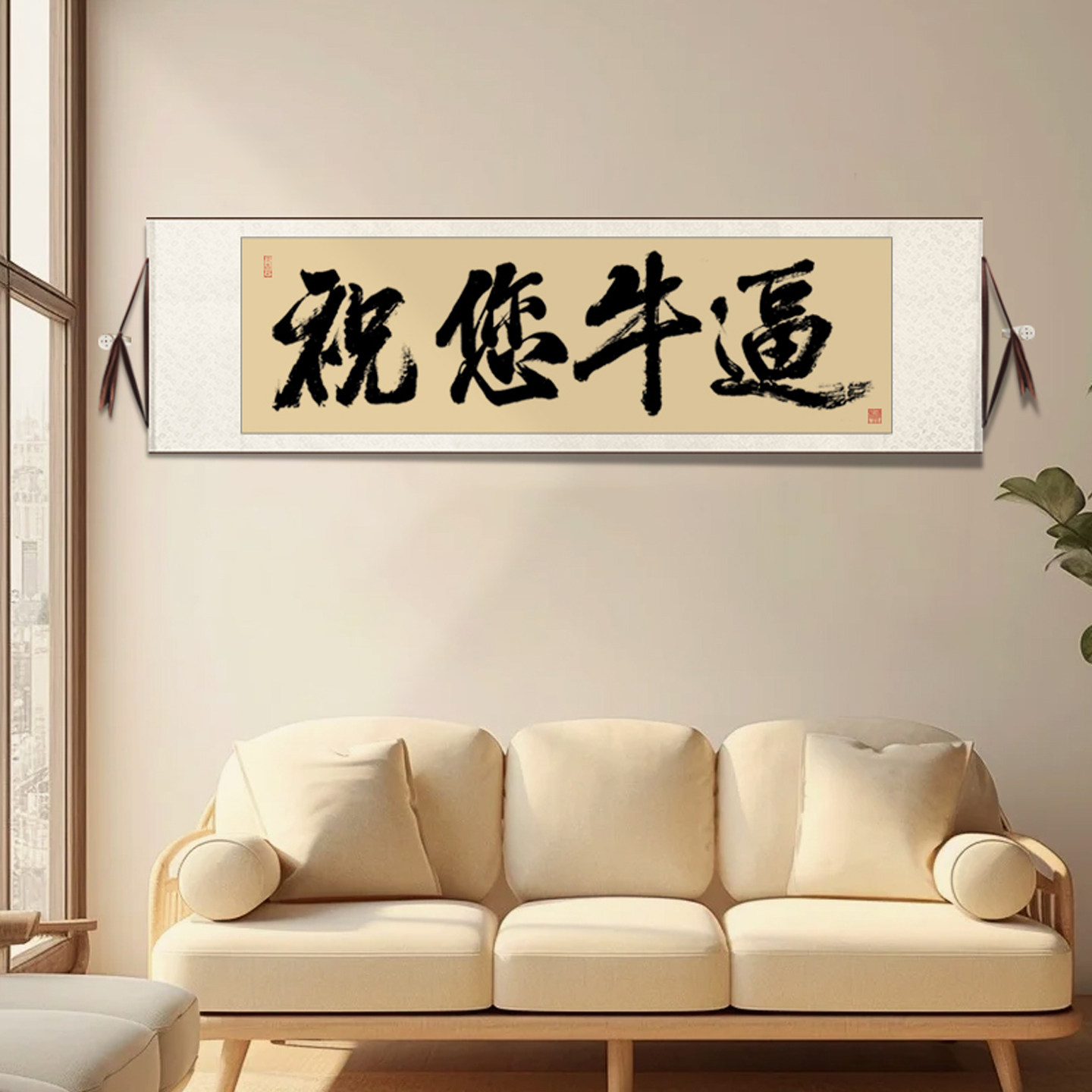 人有所操書法裝飾卷軸新中式毛筆字畫仿古灑金宣紙可定製-Taobao-Tmall