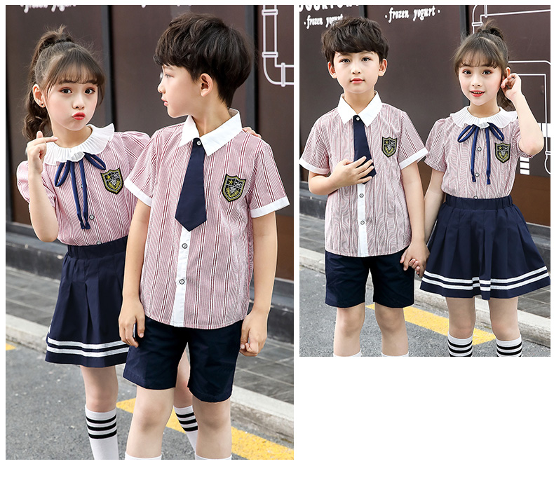 Mùa hè 2019 mới đồng phục mẫu giáo trường tiểu học gió đồng phục học sinh nam và nữ trang phục phục vụ lớp gió Anh - Đồng phục trường học / tùy chỉnh thực hiện quần áo be gái 10 tuổi