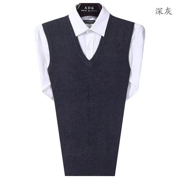 Đàn ông trung niên mùa thu và mùa đông vest vest vest Cha quần áo mùa đông dưới áo len vest cổ chữ V không tay đan đồ vét nam