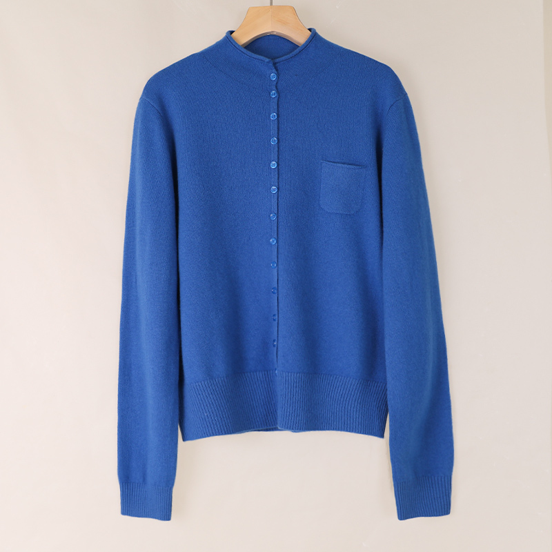 【Good Mood Brightening Sweater】Azure Blue Simple Style Round Neck Long Sleeve Knitted Pullover Sweater for Women, Versatile