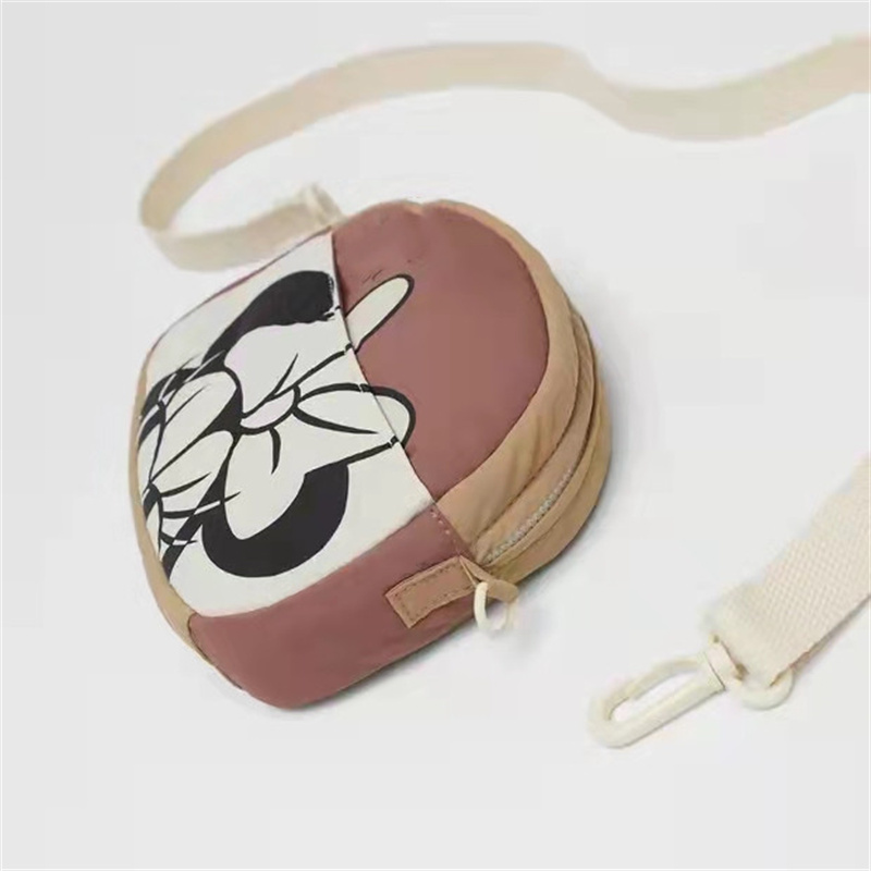 Z's spring and autumn new girl girl baby coffee color cartoon printed messenger bag cute fashion small backpack