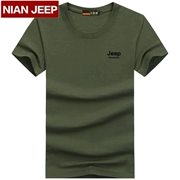 NIAN JEEP Mới nam mùa hè Cotton cổ tròn tay áo ngắn áo thun Jeep Shield Loose Half nửa áo thun