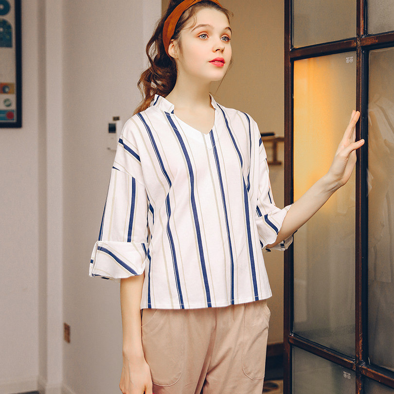 Pyjama pour femme en Coton à manches - Ref 2988601 Image 3